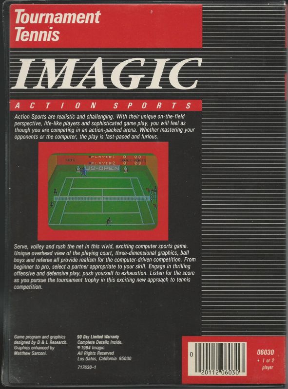 Tournament Tennis box art for Colecovision